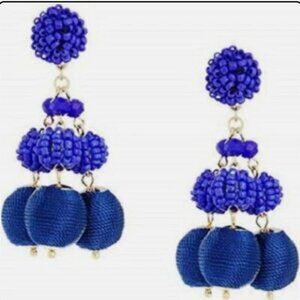 Lilly Pulitzer Salsa Copa Clip On Earrings Bright Navy Statement Earrings